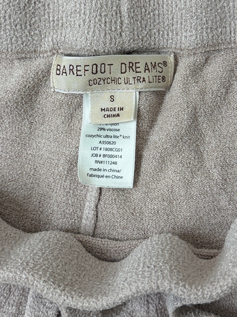 Barefoot Dreams Cozy Cheek Ultra Lite Taupe Joggers - Picture 3 of 7
